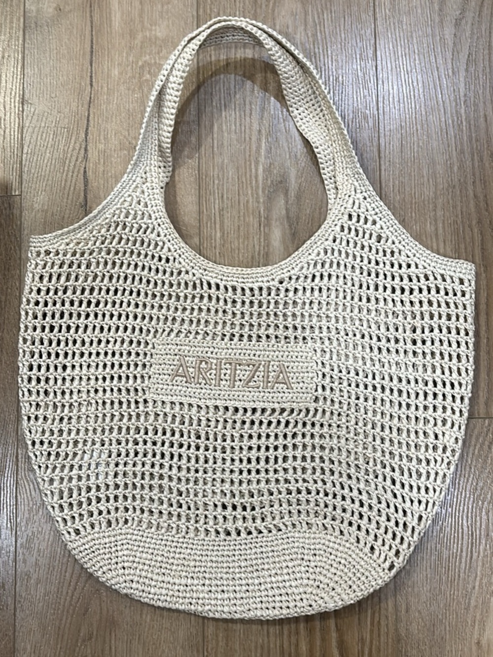 Aritzia Cream Crochet Open-Weave Tote NWOT